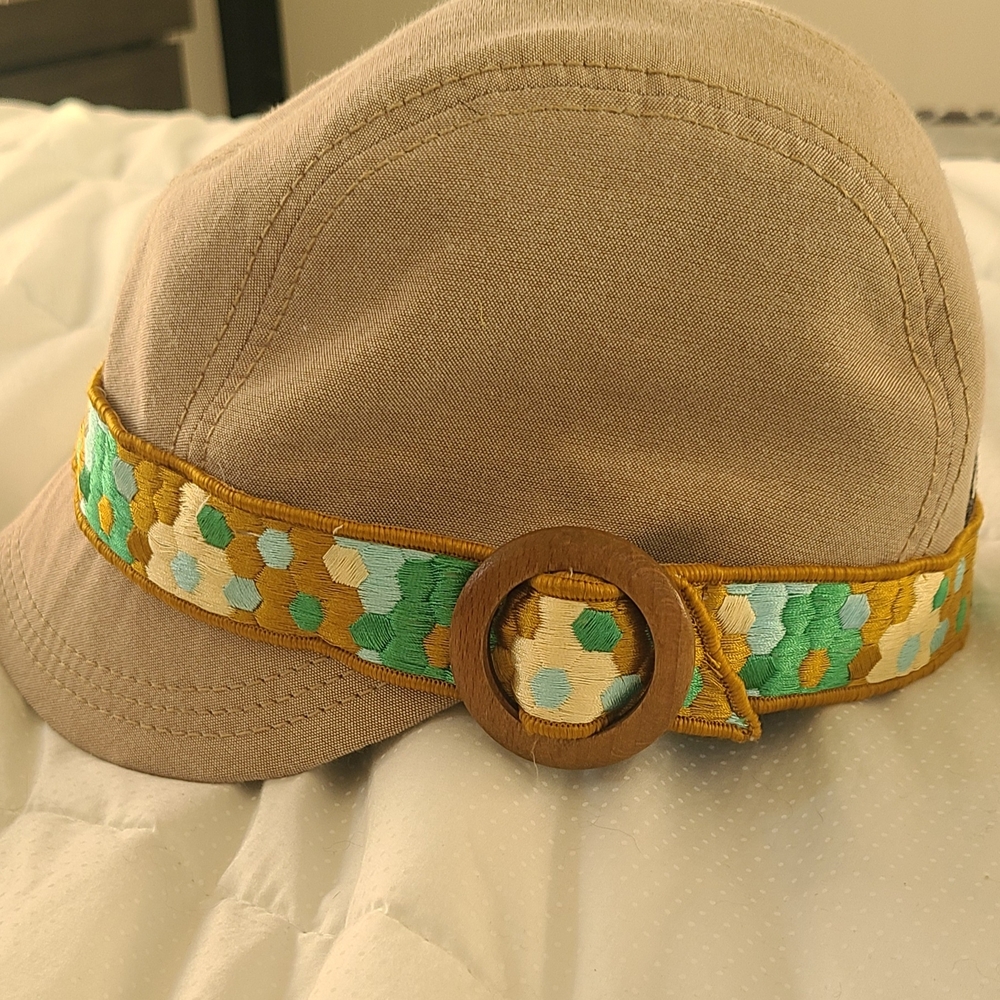 Goorin Tan Cap with Colorful Embroidered Band